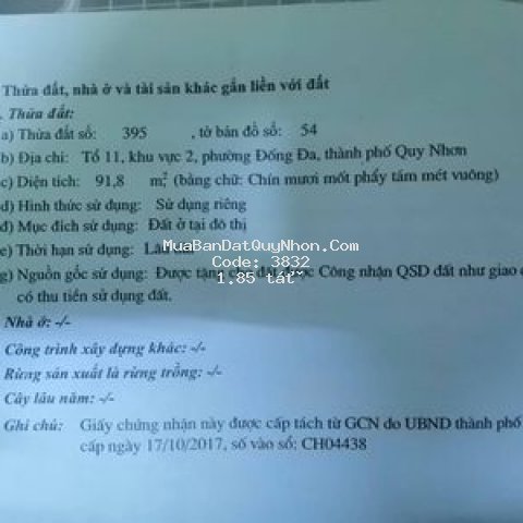 Bán đất đường tháp đôi tp quy nhơn
