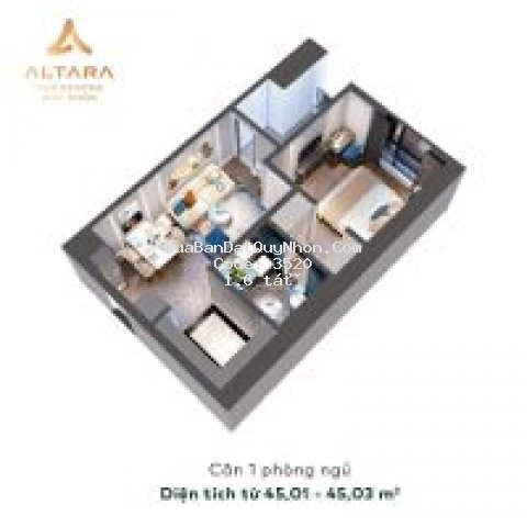 Chung cư cao cấp ở quy nhơn 45.2m² 1pn giá đợt 1
