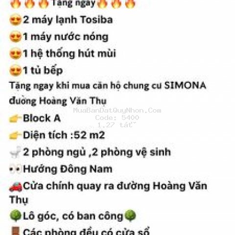 Chung cư simona tặng kèm nội thất xịn sò