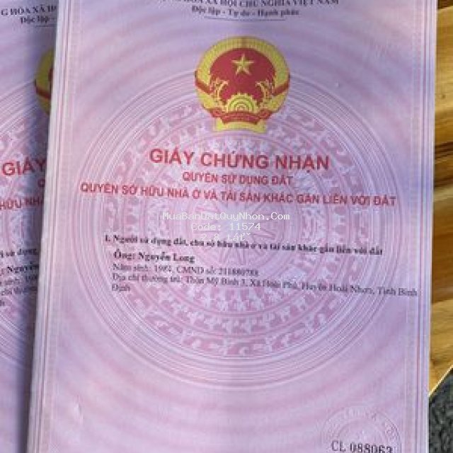 800m đất mặt tiền đường quốc lộ 19c vân canh bình