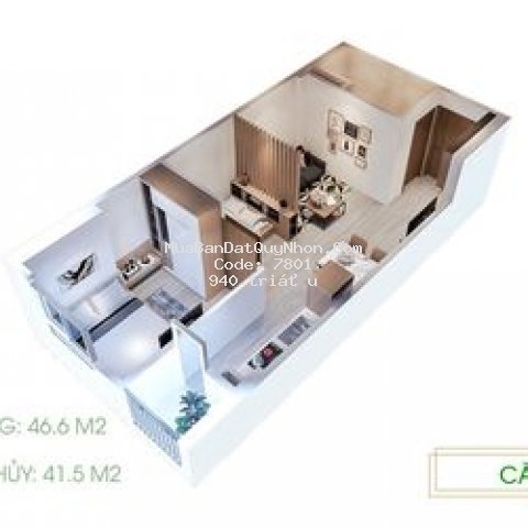 Bán căn hộ ecolife riverside 1,5pn 42m2