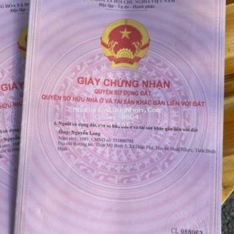 đất mặt tiền đường canh hiển vân canh 800m
