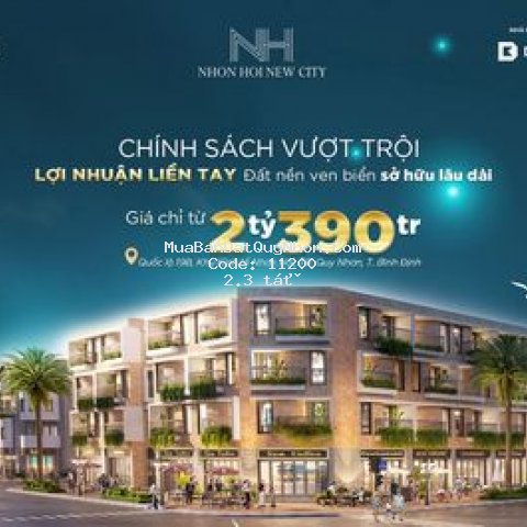 Nhơn hội newcity chiết khấu 10% gói hỗ trợ 200tr