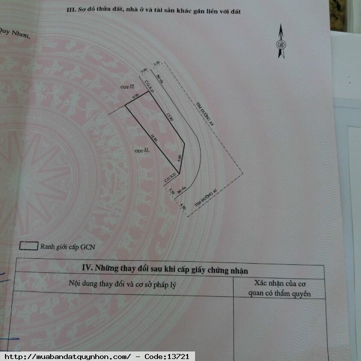 Bán đất lô góc khu Gara Quyền_P Quang Trung_TP Quy Nhơn - Diện tích: 87m2 ngang 6m - Vị trí đẹp - Hướng: Đông Nam & Đông Bắc - Giá bán: 5 tỷ 300 triệu (thương lượng)