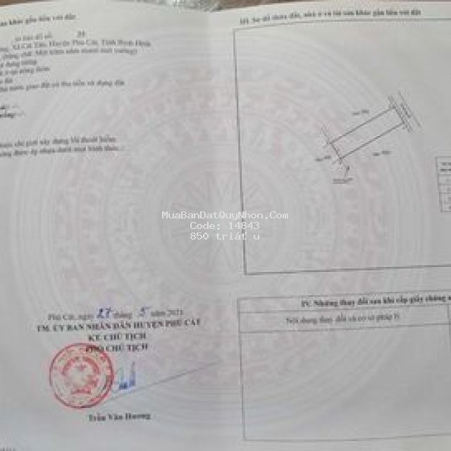 Bán đất thổ cư thôn hoà dõng, xã cát tân