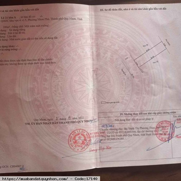 Bán lô đất sau lưng trường đại học Quang Trung - Lô giới 24m - Giá bán 2,2 tỷ - Diên tích 100m2 ngang 5m - P Nhơn Phú_TP Quy Nhơn