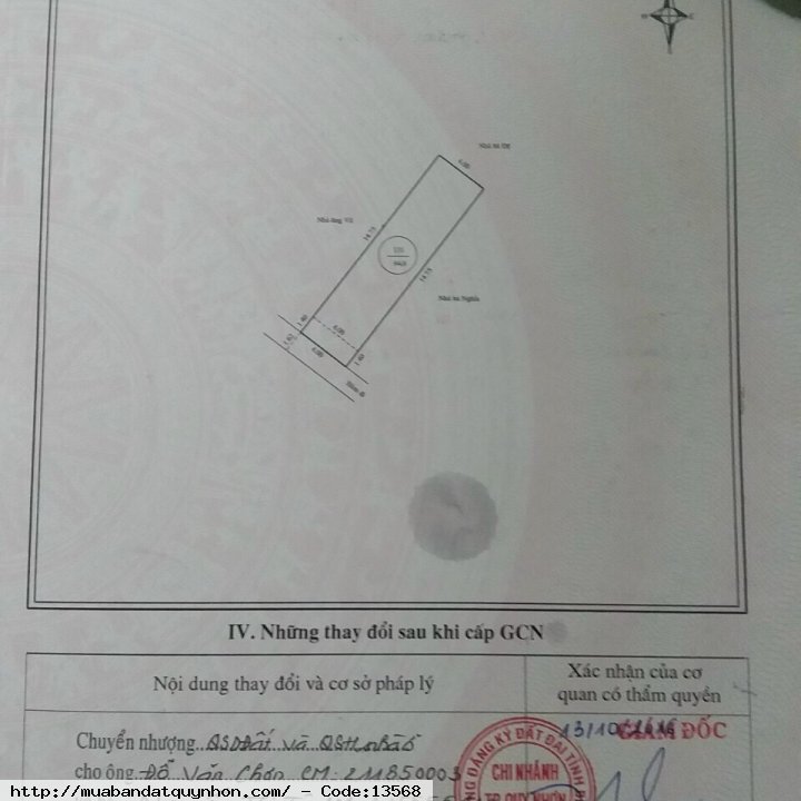 Bán nhà hẻm Ngô Mây_P Ngô Mây_trung tâm thành phố Quy Nhơn Vị trí : gần trường cấp 1,cấp 2, chợ, siêu thị, gần biển ...tttp tiện ích mọi nhu cầu  - Diện tích: 64,6m (ngang 4m) Hiện trạng nhà cấp bốn gồm 2pn, pk, pt, sân để xe rộng rãi thoáng mát - Giá 2,4