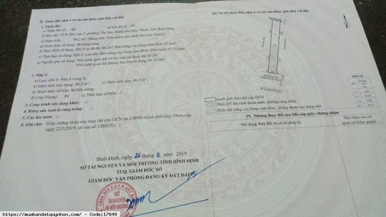 Bán nhà mặt tiền đường Đống Đa_P Thị Nại_TP Quy Nhơn - Diện tích: 88m2 - Hướng: Tây Nam - Giá: 5 tỷ