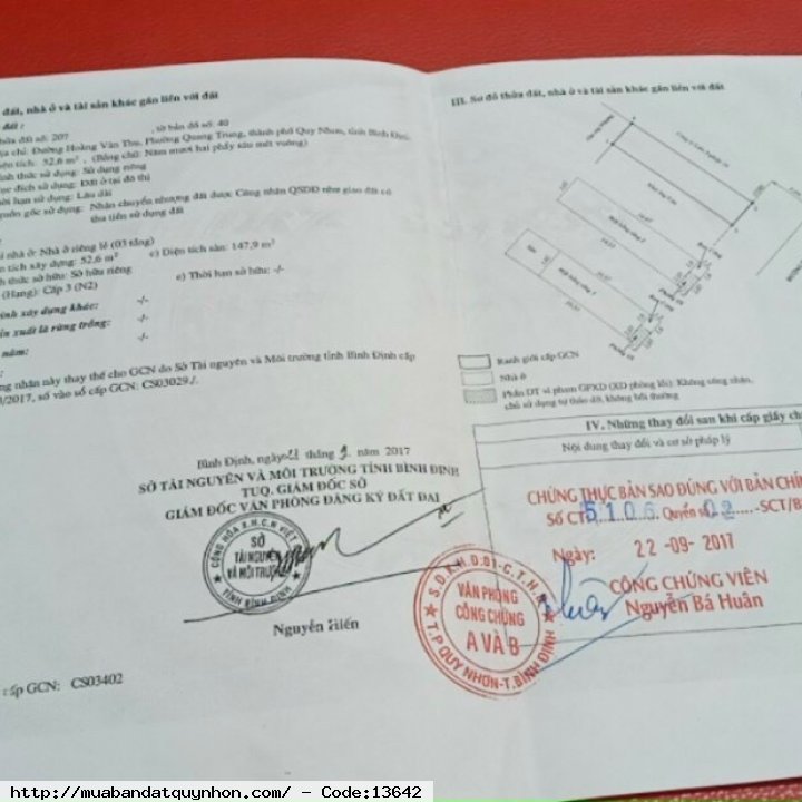Bán nhà mặt tiền đường Hoàng Văn Thụ_P Quang Trung_TP Quy Nhơn - Diện tích: 52,6m2 ngang 3,9m, diện tích sử dụng 148m2, sổ hồng đã ốp tài sản - Lộ giới: 20m - Hướng: Đông Nam  - Kết cấu: nhà 3 tầng, xây kiên cố, đẹp đầy đủ công năng, phù hợp kinh doanh...