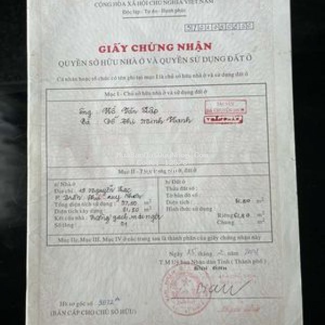 Bán nhà mặt tiền đường nguyễn lạc khu xuân diệu