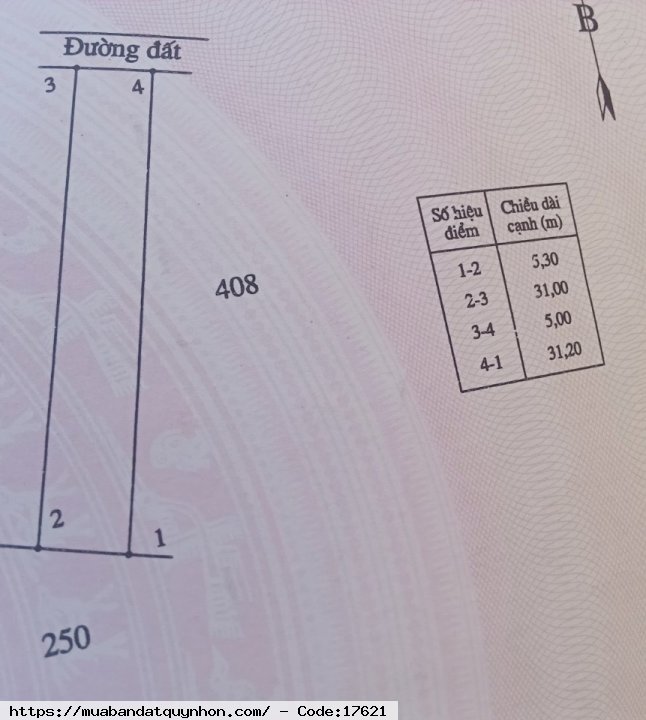Cần bán gấp lô đất nền dt 159m2 khu phố 5, Tam Quan - Hoài Nhơn - Bình Định - Giá bán: 835 triệu