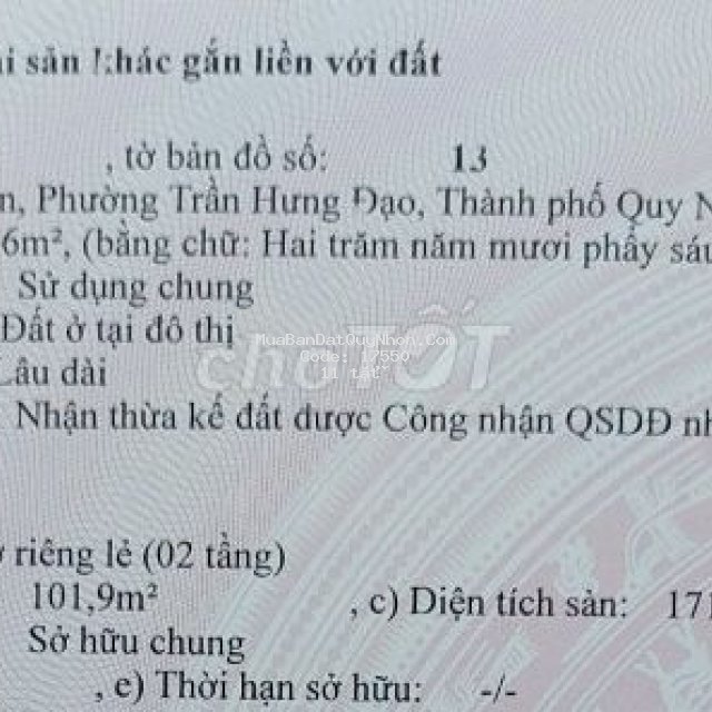 Chính chủ cần bán nhà trung tâm thành phố quy nhơn