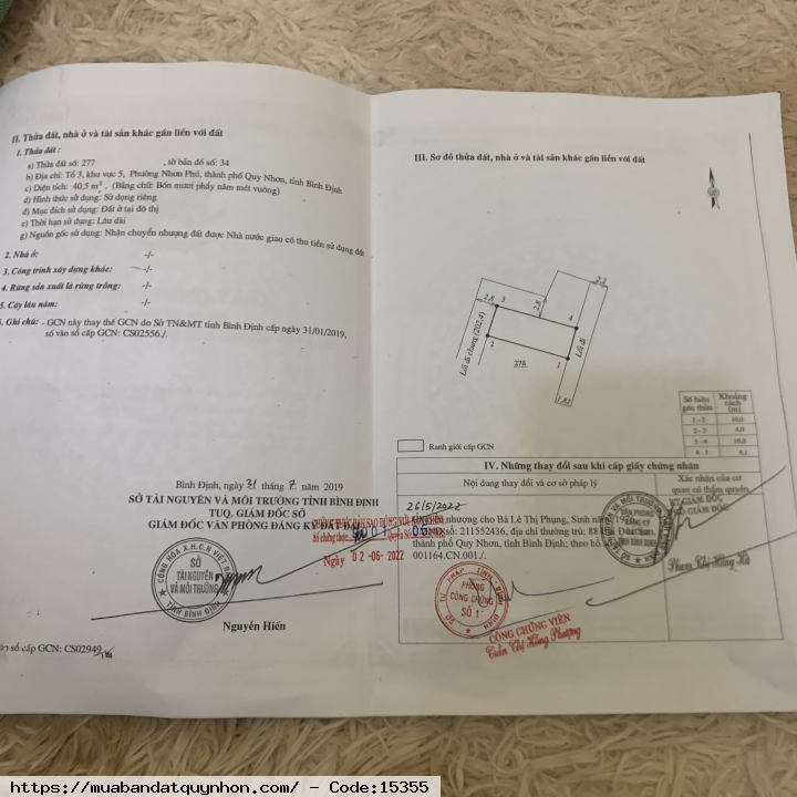 Đất chính chủ KV5 Nhơn Phú hẻm ba gác giá bán 970 triệu có tl hướng Tây Bắc giao sổ ngay