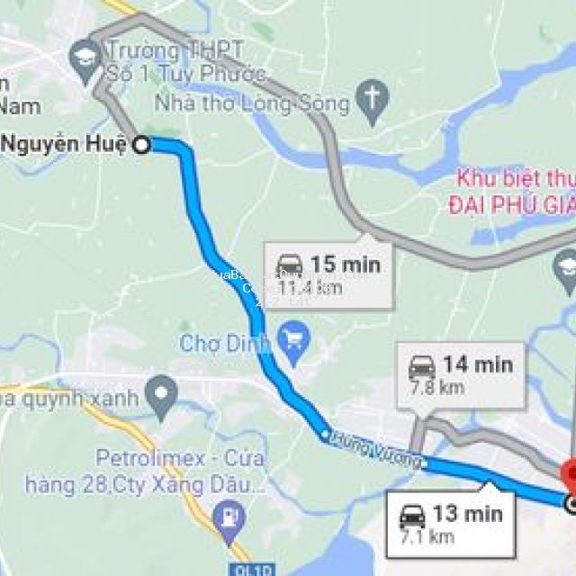 đất mặt tiền đường nguyễn huệ - tt tuy phước