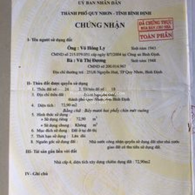 Nhà 249/6 cần bán