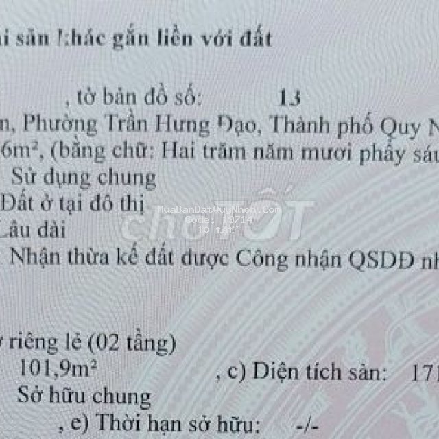 Chính chủ cần bán nhà trung tâm thành phố quy nhơn