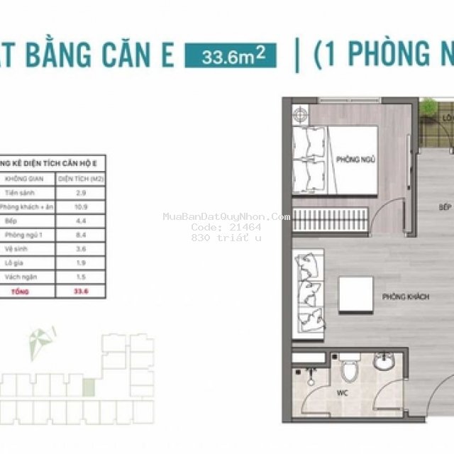 Nhượng lại căn hộ 1 phòng ngủ ecolife quy nhơn