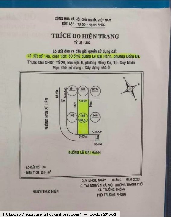 Sang phiếu lô đất Lê Đại Hành phường Đống Đa - tp Quy Nhơn - Dt : 80m2 - Giá 3 tỷ 200 triệu Sang phiếu lô đất Lê Đại Hành phường Đống Đa - tp Quy Nhơn - Dt : 80m2 - Giá 3 tỷ 200 triệu