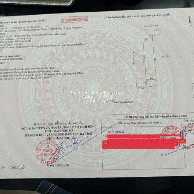 Bán lô đất góc 2 mặt tiền đường bùi đức sơn - vũ đình huấn