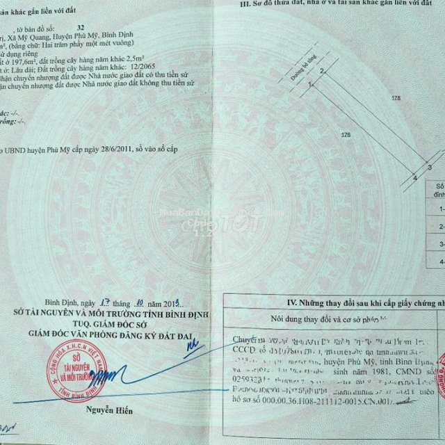 Cần bán nhanh lô đất xã mỹ quang phù mỹ , chính chủ,  hoa hồng cho mg