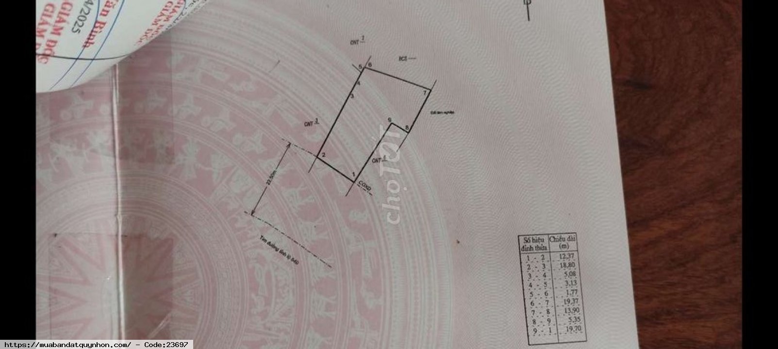 đất bán. huỳnh mai tuy phước gần đô thị đại phú gia. dtich .480m