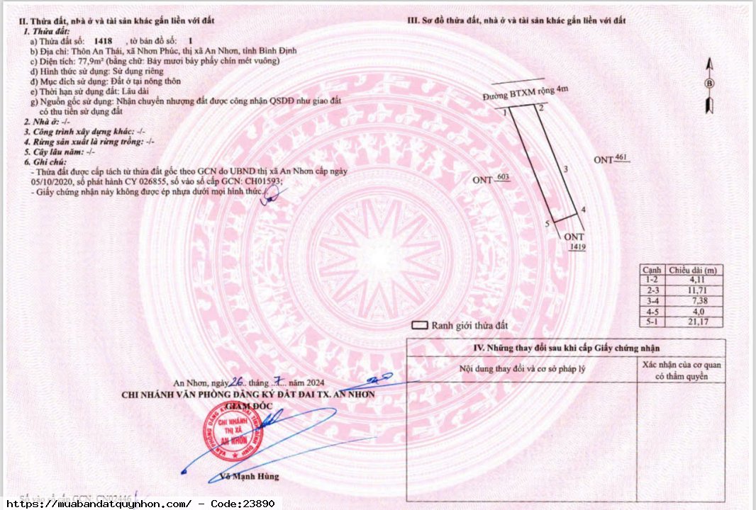 Đất Ở 77.9m² Mặt Tiền Đường BTXM An Thái, Nhơn Phúc, Thị Xã An Nhơn. Sổ Hồng Sẵn, Công Chứng Ngay! Đất Ở 77.9m² Mặt Tiền Đường BTXM An Thái, Nhơn Phúc, Thị Xã An Nhơn. Sổ Hồng Sẵn, Công Chứng Ngay!