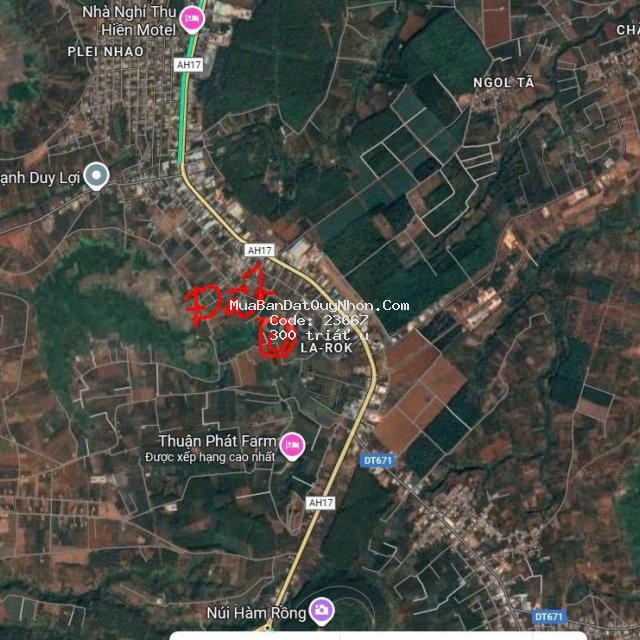Kẹt bán 1000m2 - 300 triệu tp.pleiku cách ql19 400m
