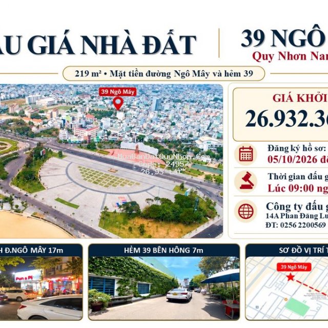 Bán căn 2 mặt tiền 39 ngô mây - 219m2 (quảng trường biển quy nhơn)