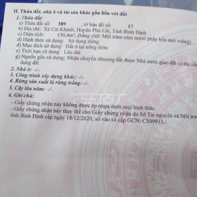 Bán đất thổ cư cát khánh