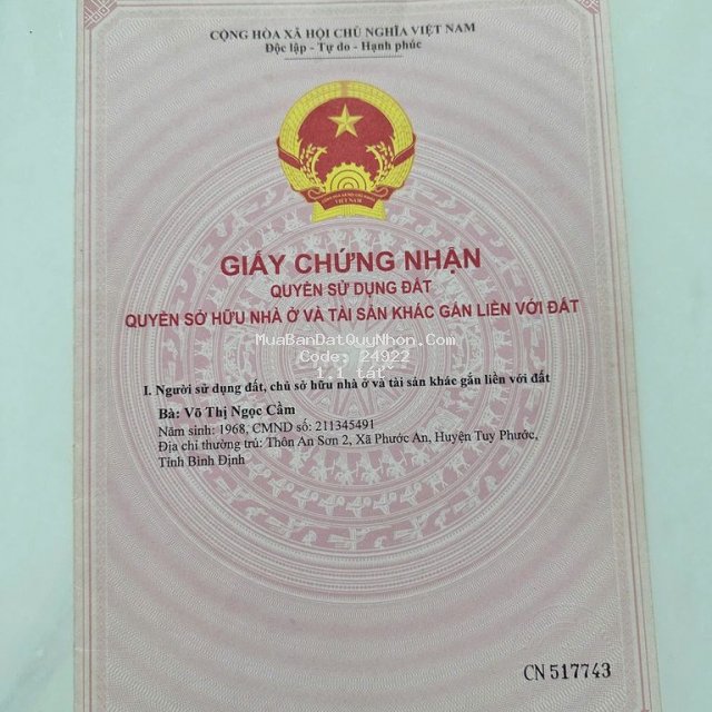 Cần bán đất chỉnh chủ đã có sổ đầy đủ