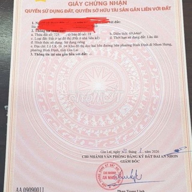 Cần bán lô đất tại phường bình định - gia lai mới Cần bán lô đất tại phường bình định - gia lai mới