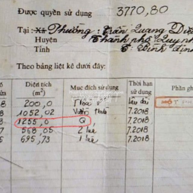 Cần tiền bán đất trồng cây s: 1.255m2 gần đường trần quốc hoàn