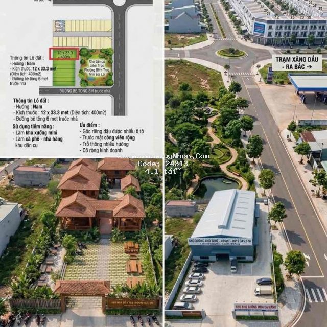 Lô đất 12 x 33.3 - 400m2 xây kho mini - nhà hàng cà phê Lô đất 12 x 33.3 - 400m2 xây kho mini - nhà hàng cà phê